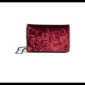 Nordstrom Chelsea 28  Burgundy Velvet & Chain Clutch Magnetic snap-flap closure